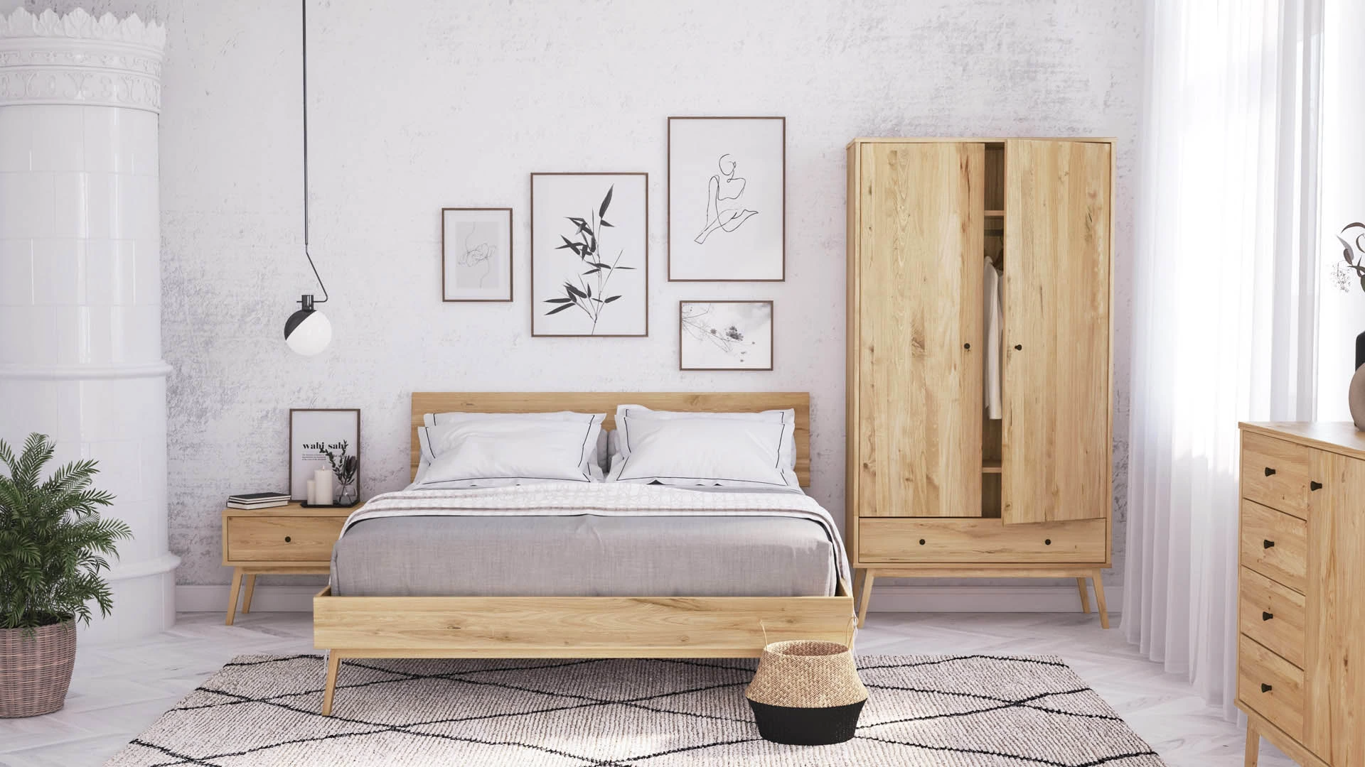 Moderný dubový nábytok Malaga spálňa, jedáleň, obývačka