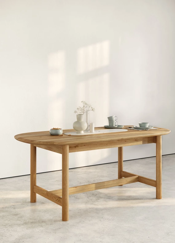 Dubový stôl Japandi Compact 02 s úložným priestorom