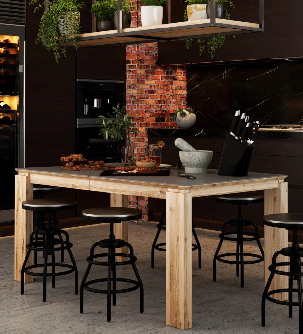 Rozťahovací dubový stôl 20 / Ultrakompaktný povrch DEKTON